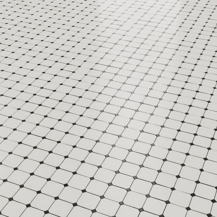 Satin Octagon Ceramic Tiles Texture, White