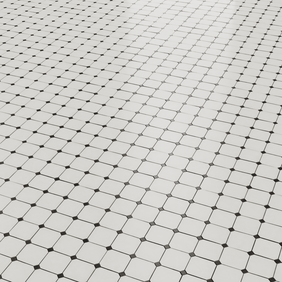Textura de azulejo cerâmico octogonal mate, branco