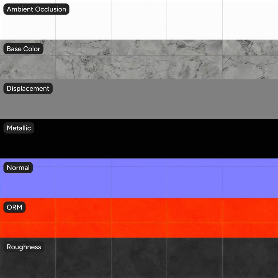 Stacked Statuarietto Marble Tile Texture, Grey