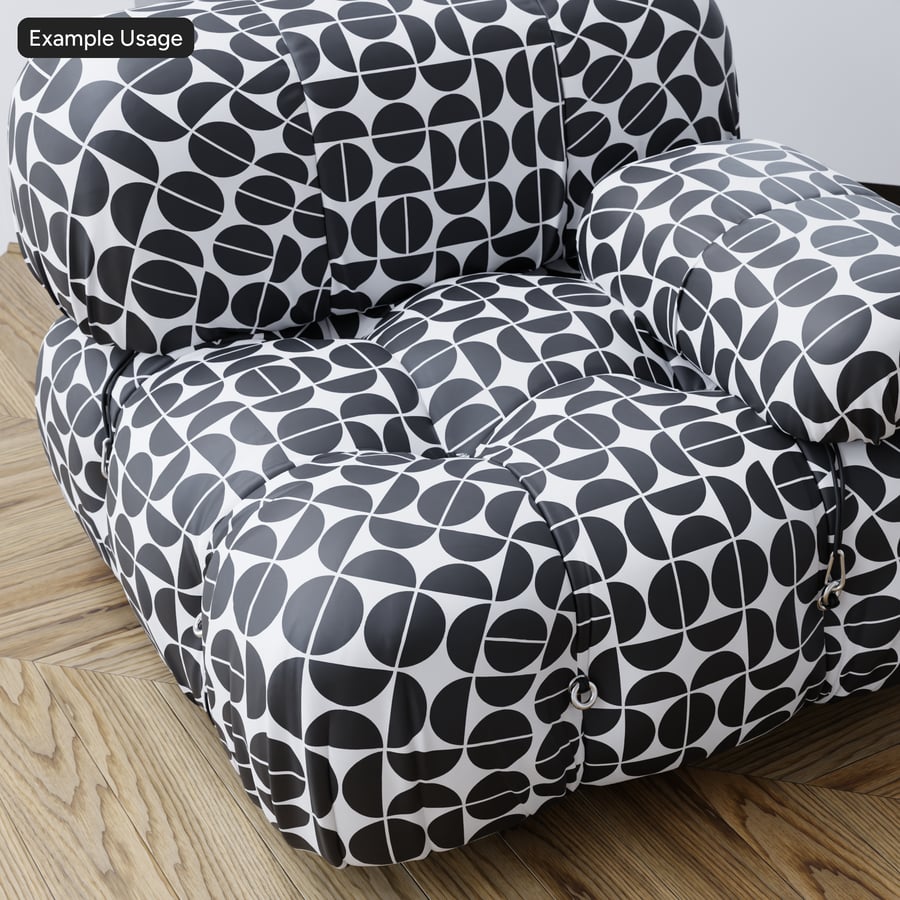 Textura de tecido para estofos com padrão de manchas de meados do século, preto e branco