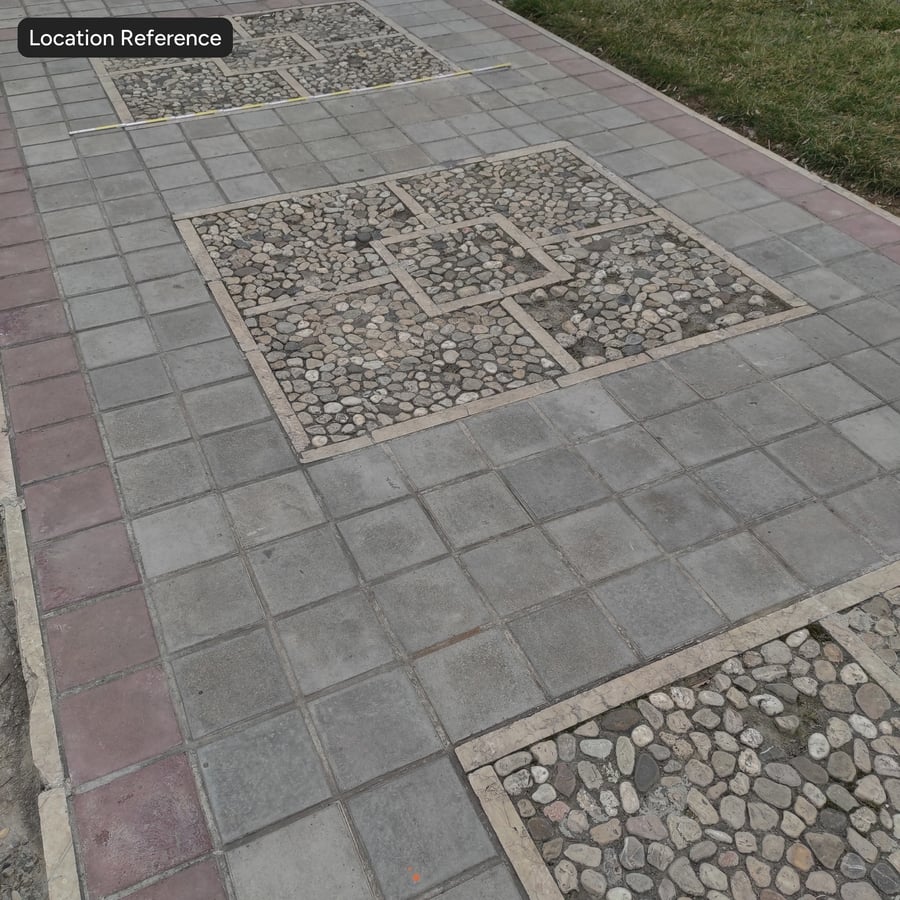 Decorative Cobblestone and Square Tile Sidewalk Texture