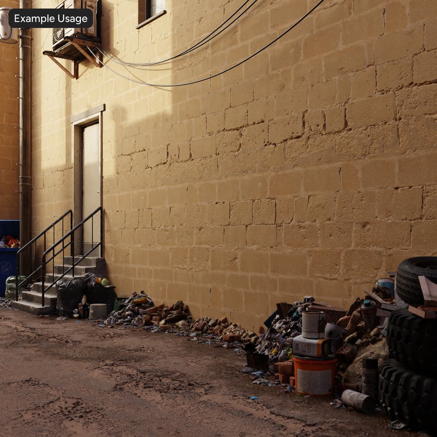 Texture de mur en blocs de pierre érodés, jaune
