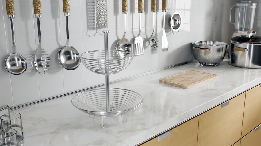 Two-Tier Standing Basket Models, Silver