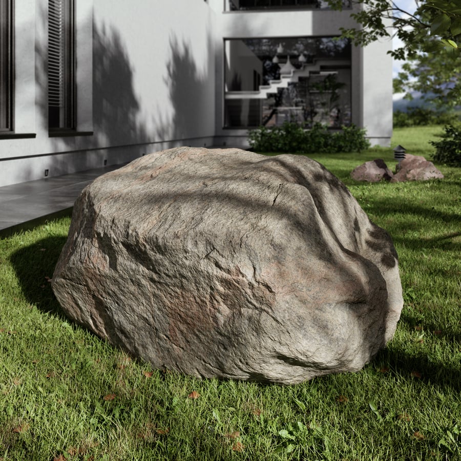 Pale Notched Round Rippled Large Rock Boulder Model