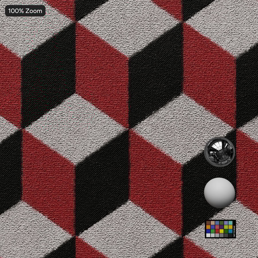 Tapete de lã com textura geométrica em cubos, vermelho