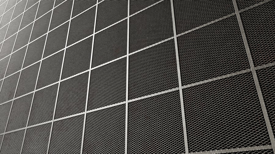 Dark Chrome Metal Mesh Grid Acoustic Panel Texture
