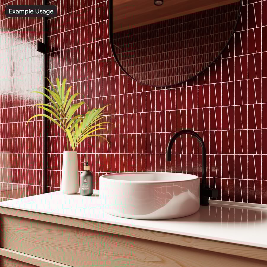 Staplad trapetsformad Zellige Glansig Kakelstruktur, Röd
