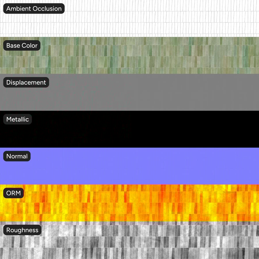 Staplad trapetsformad Zellige Matte Tile Texture, Grön