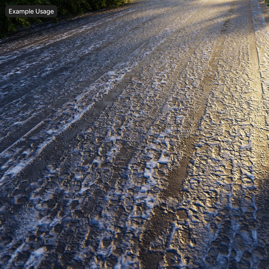 Textura de marcas de pneus na neve derretida