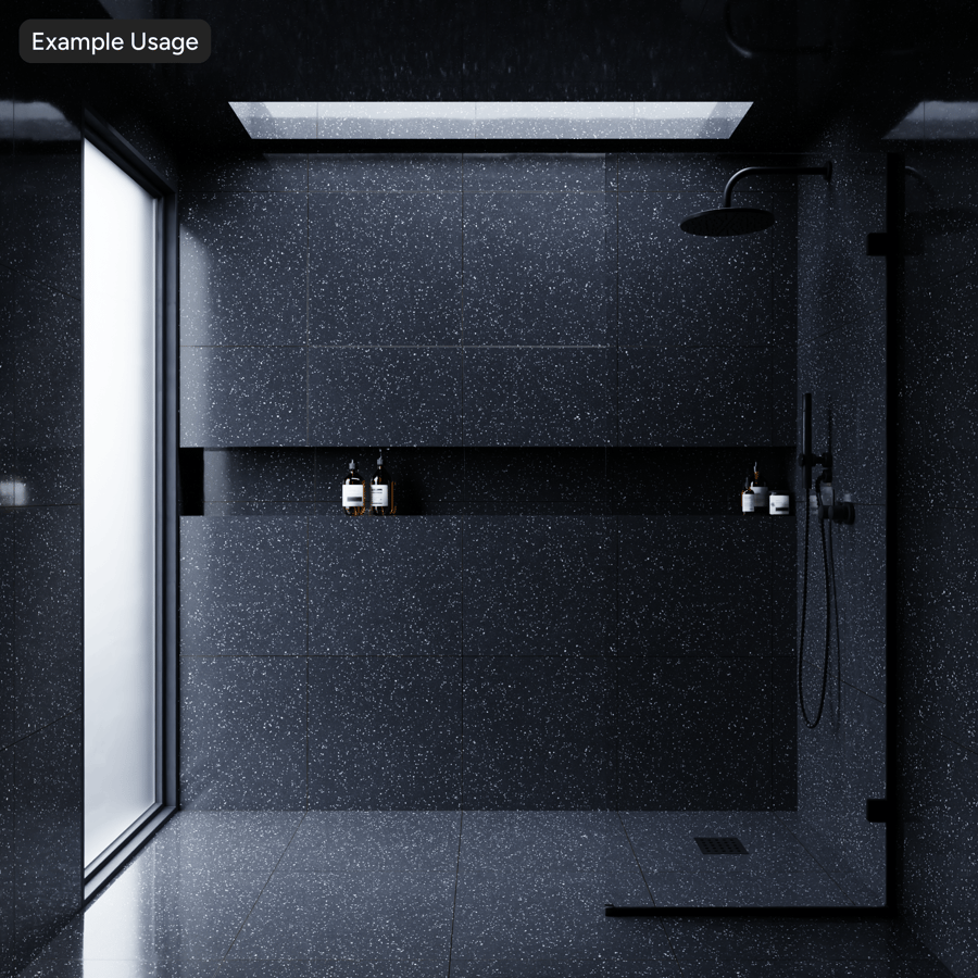 Square Terrazzo Glossy Tile Texture, Black