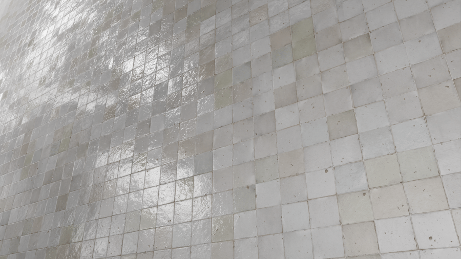 Weathered Square Zellige Tile Texture, White