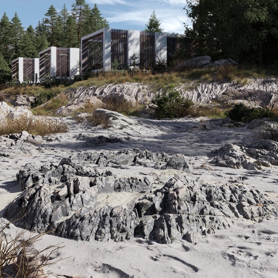 Modelo de rocha de praia irregular média baixa