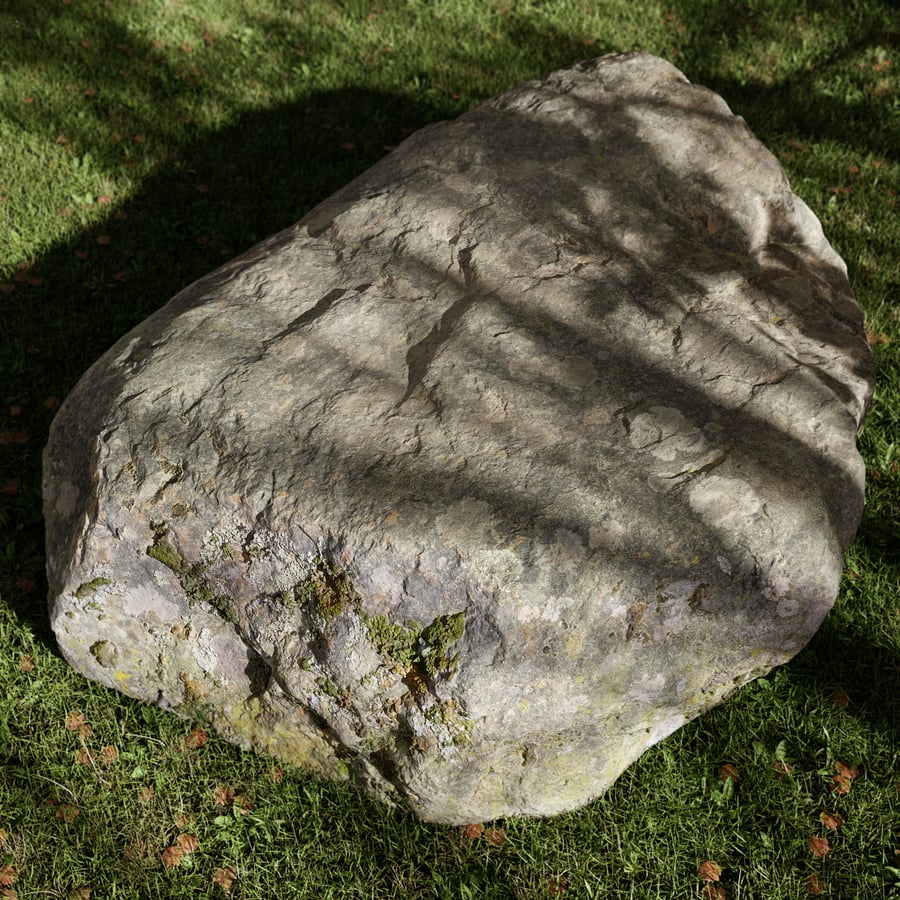 Lightly Mossy Smooth Large Rock Boulder Model