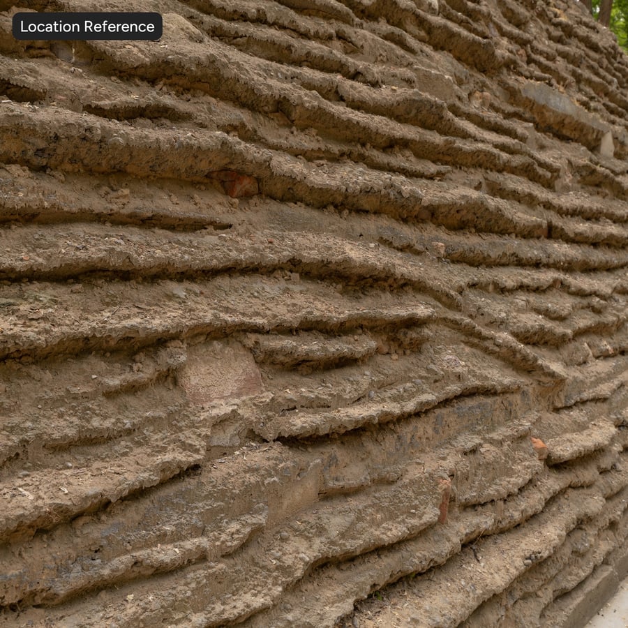 Textura de parede ondulada em camadas de argila