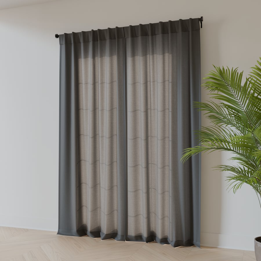 Closed Back Tab Curtain Model, Grey