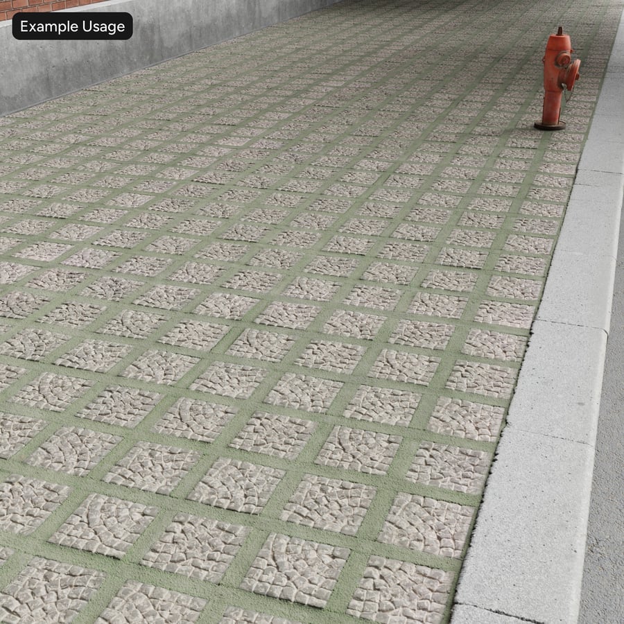 Decorative Cobblestone and Grass Paver Texture