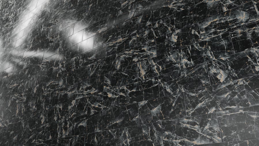 Honed Brick Bond Tiles Saint Laurent Marble Texture, Black