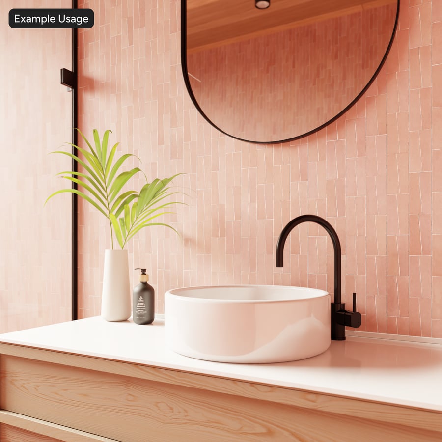 Trapezoidal Zellige Matte Tile Texture, Pink