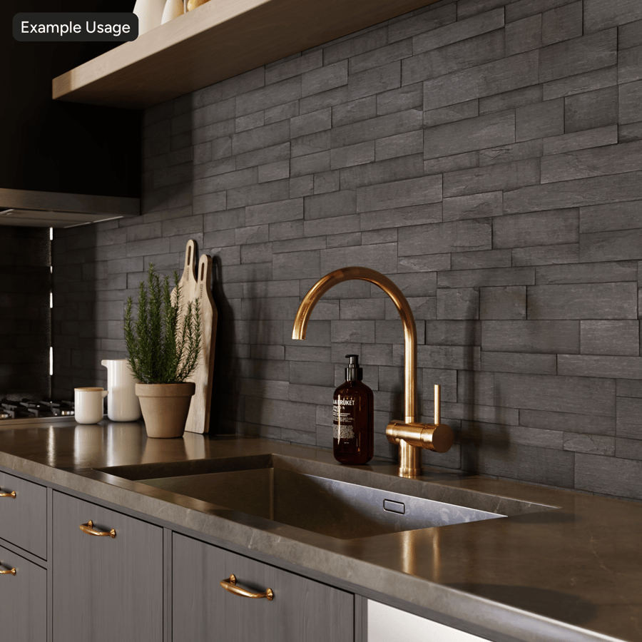 Texture murale en pierre Ledger lisse, anthracite