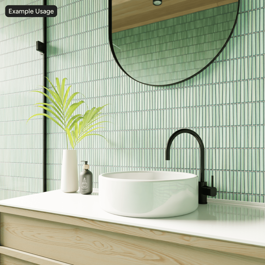 Yubi Ceramic Glossy Tile Texture, Green Haze
