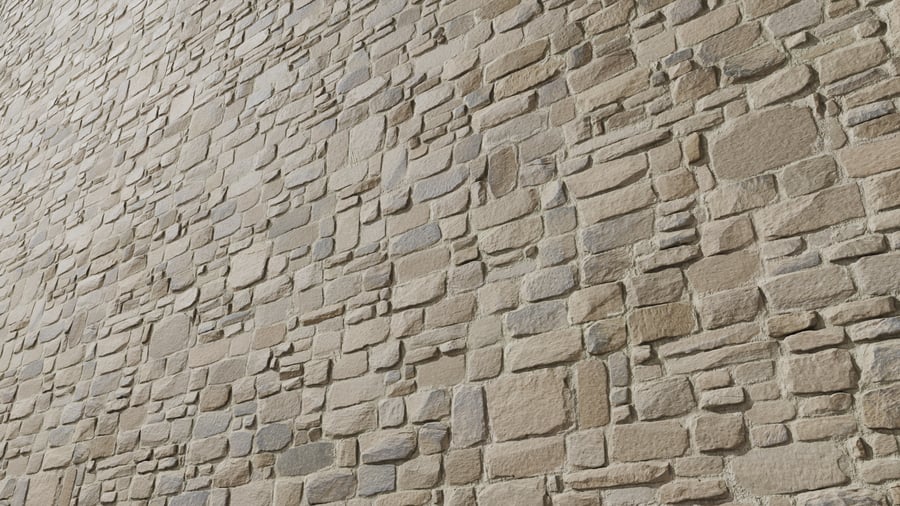 Mosaic Old Stone Brick Wall Texture, Beige & Grey