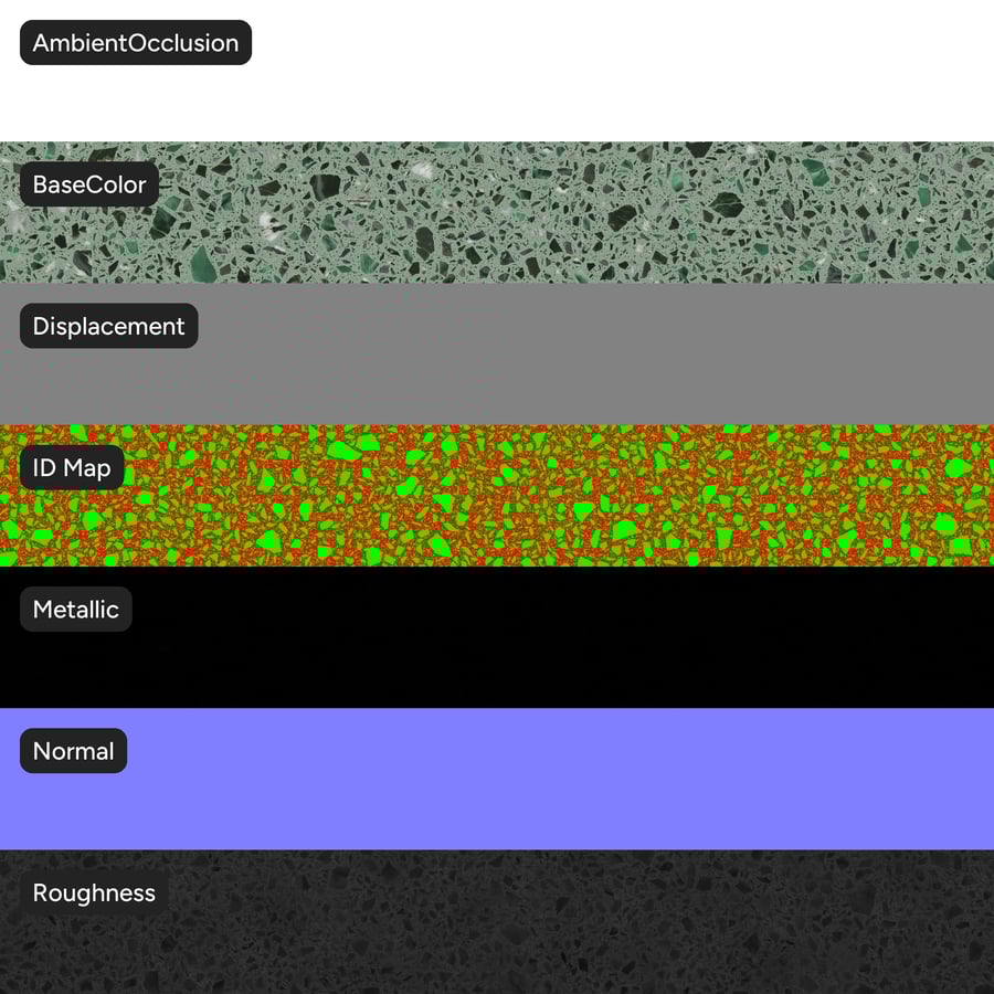 Large Chips Leaf Terrazzo Texture, Green