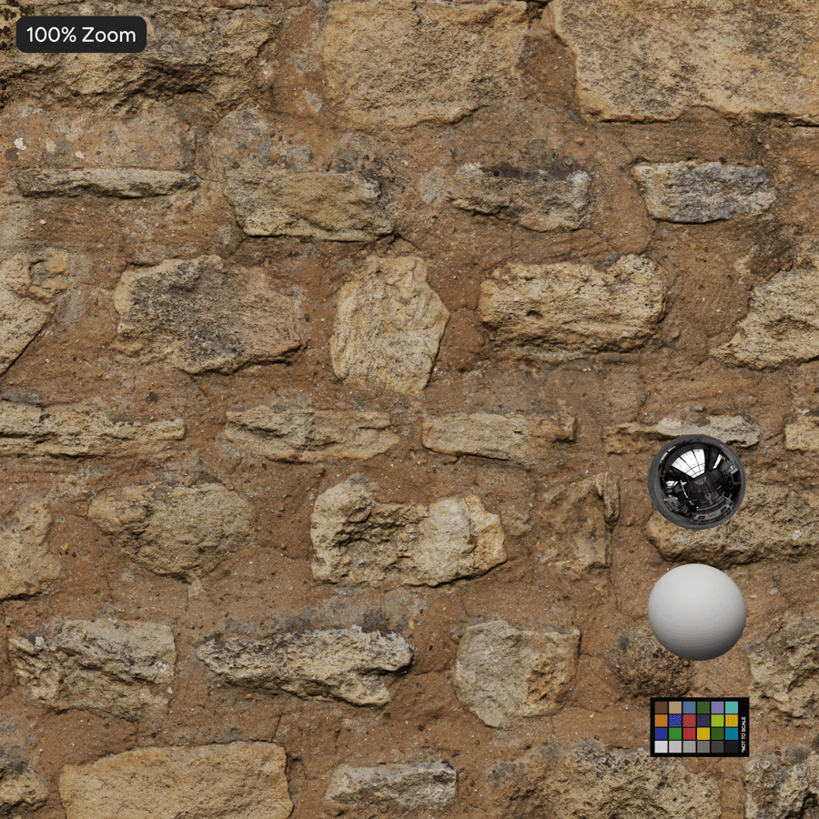 Old Mortared Slim Stone Block Wall Texture