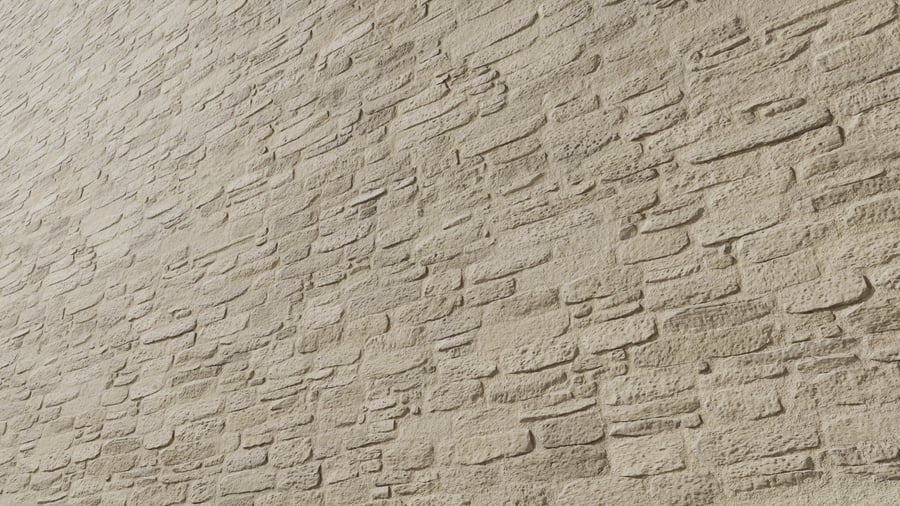 Thin Old Stone Brick Wall Texture, Faded Beige