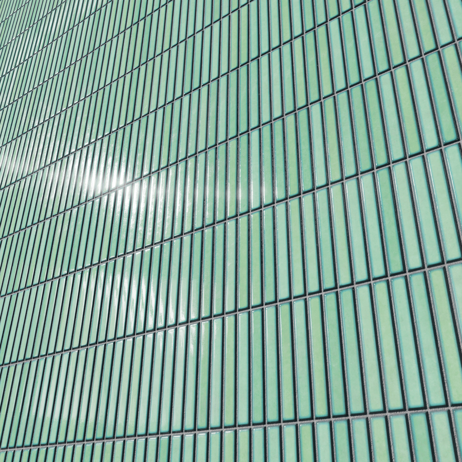 Textura de azulejo cerâmico brilhante Yubi, verde mar