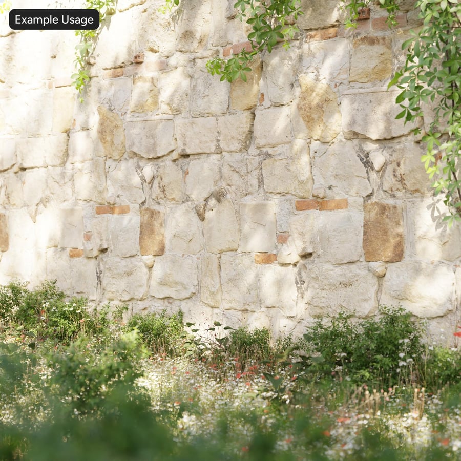 Old Mortared Rubble Stone Wall Texture, Beige