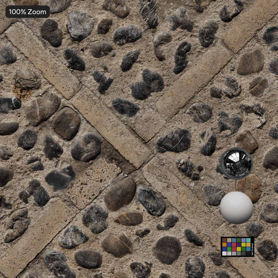 Traditional Cobblestone and Cut Stone Paver Texture, Grey