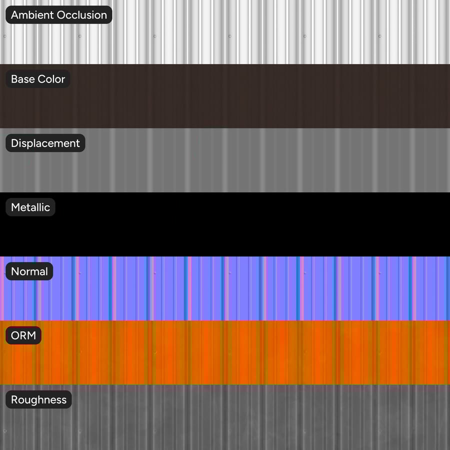 Standing Seam Painted Corrugated Metal Texture, Brown