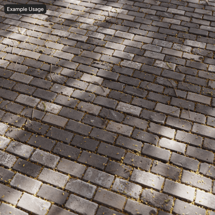 Fallen Leaves on Running Bond Stone Paver Texture