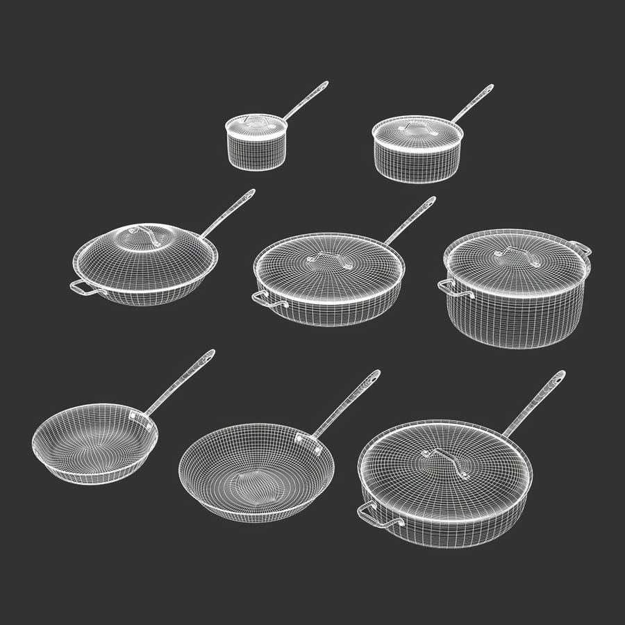 Conjunto de panelas e frigideiras em aço inoxidável Models