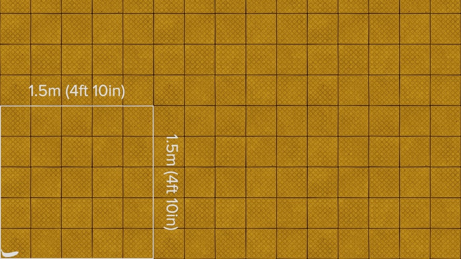 Textura de pavimento com pontos táteis, amarelo