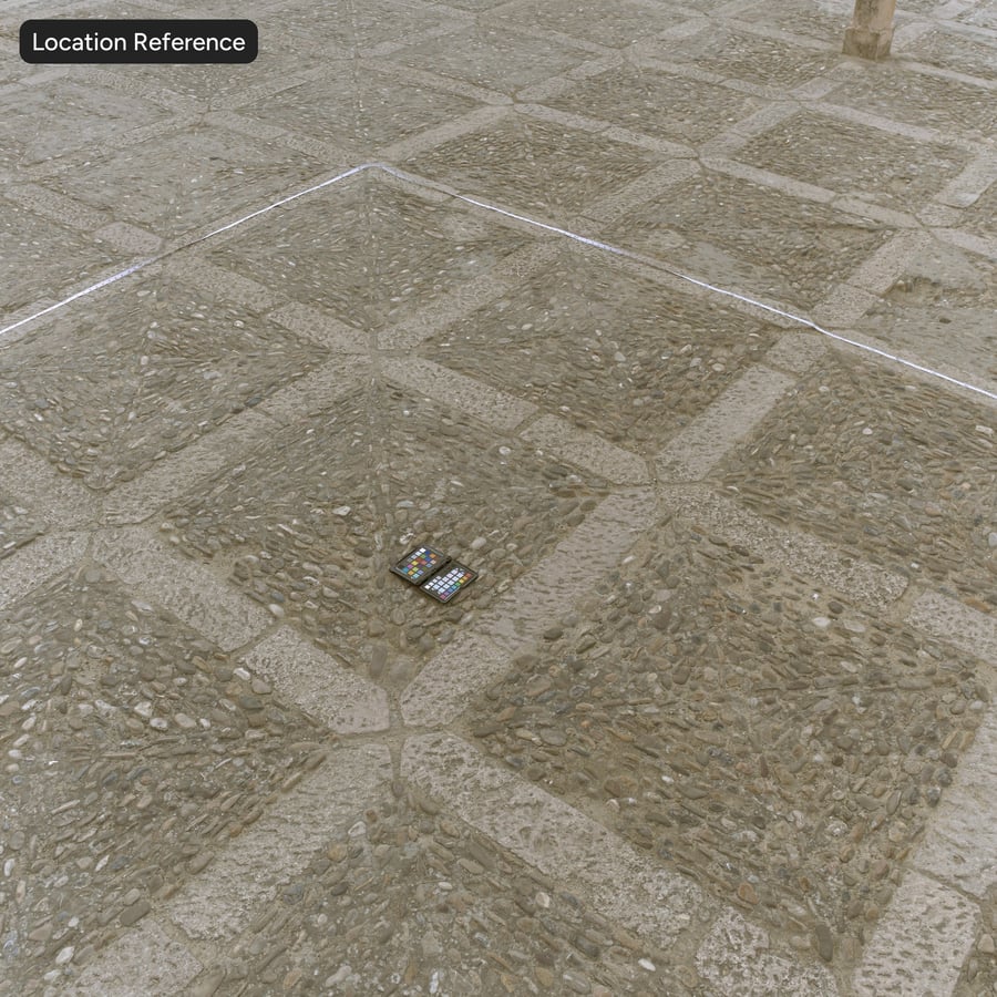 Kopfsteinpflaster mit Steingitter-Gehwegtextur