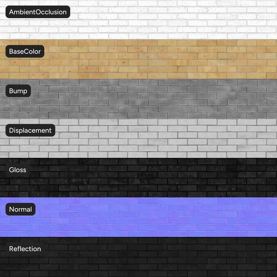 Spotted Running Bond Brick Wall Texture, Yellow