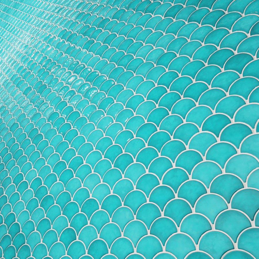 Fishscale Ceramic Glossy Tile Texture, Cyan