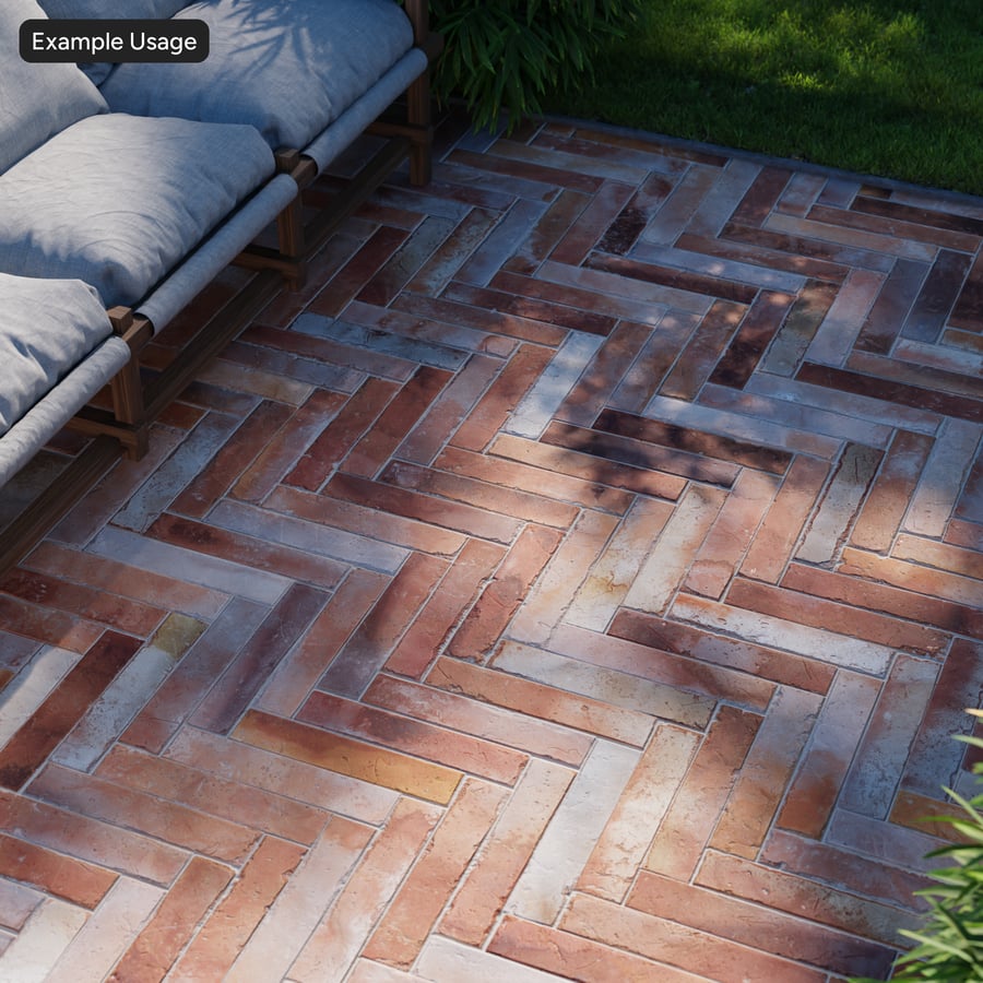 Textura de azulejo cru em terracota Chevron, vermelho alaranjado