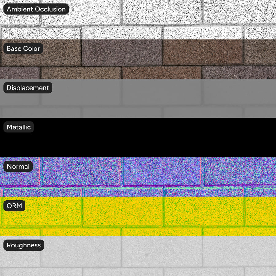 Textura de pavimento em tijolo com padrão em faixa, multicolorido
