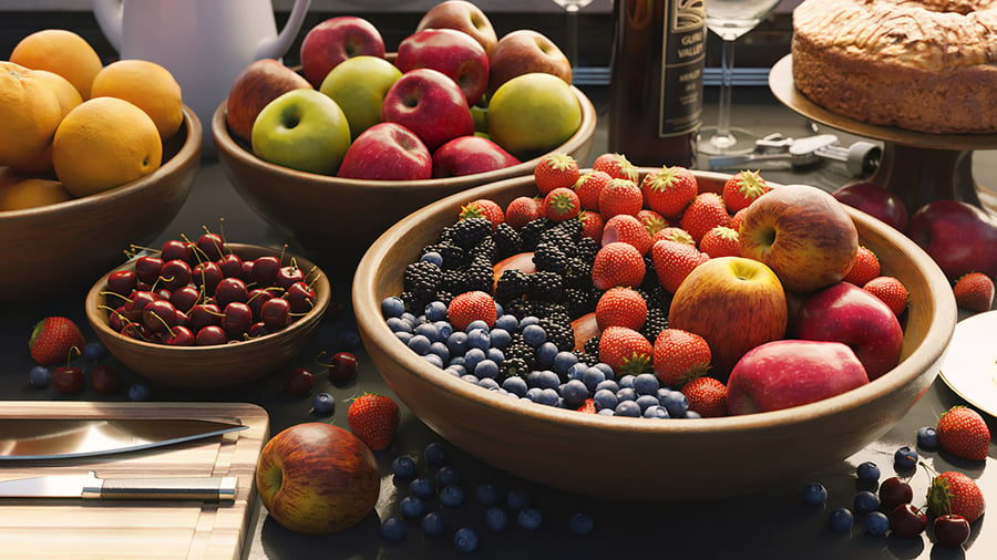 Black Raspberries Fruit Bowl Food Model