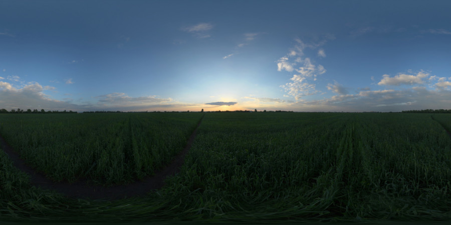 Lightly Cloudly Sunset Field Outdoor Sky HDRI