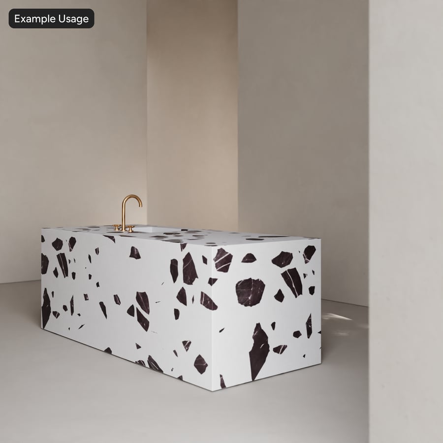 Textura Terrazzo Palladiana em Laje Mate, Branco e Preto