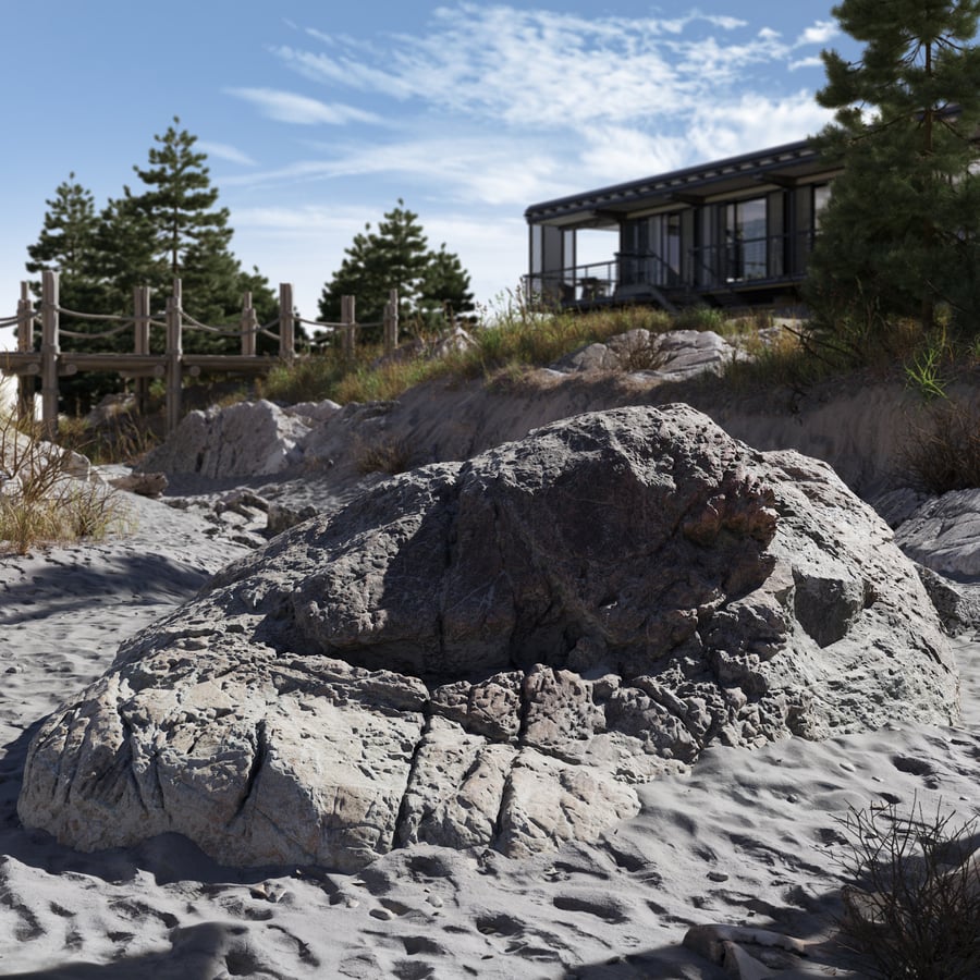 Large Wave Beach Rock Model