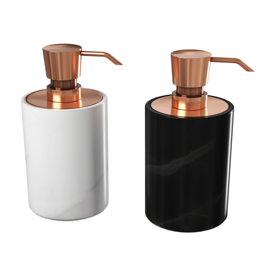 Rose Gold Bathroom Soap Dispenser Set Models, Marbled Black & White