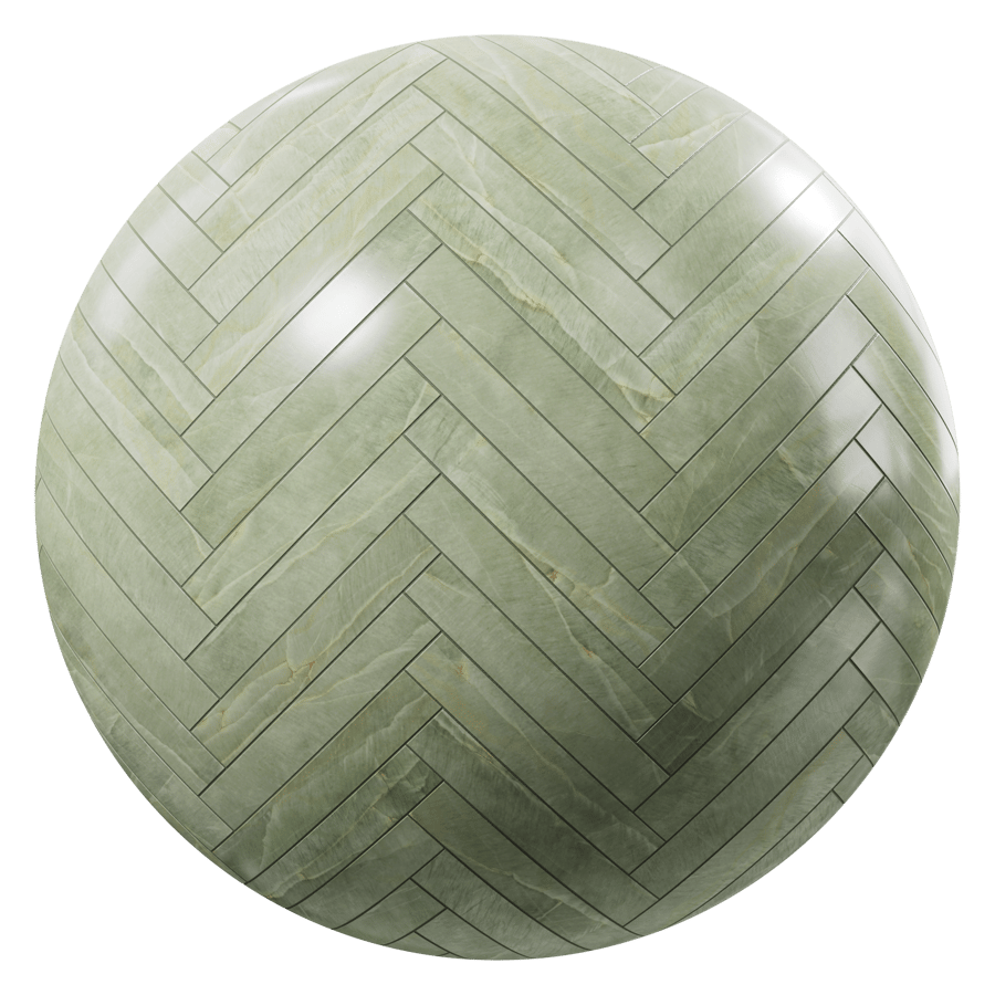 Honed Herringbone Tiles Marble Texture, Green