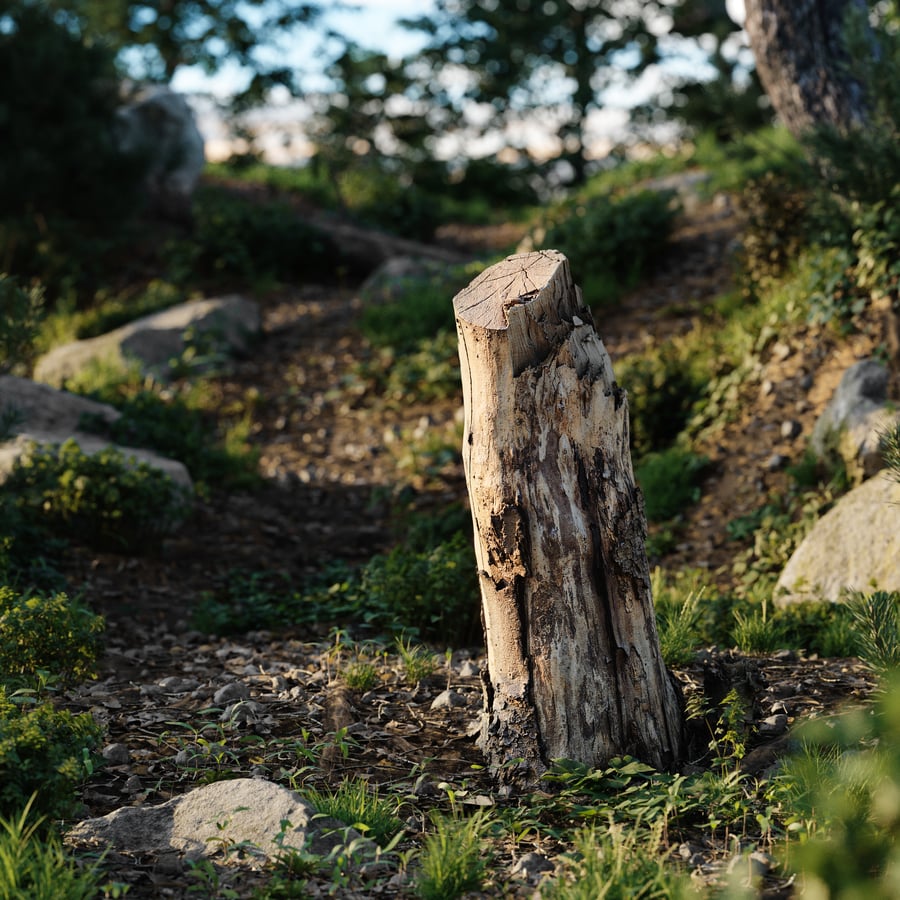 Medium Cut Bare Deciduous Stump Model