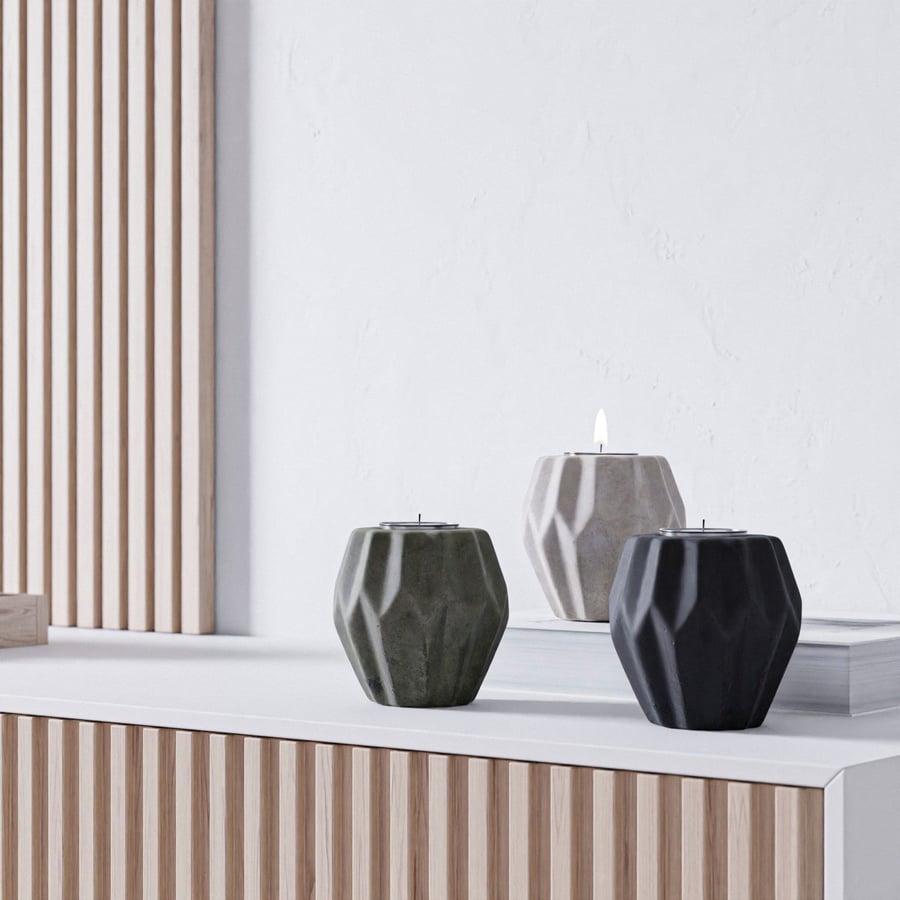 Geometric Concrete Candleholder Models