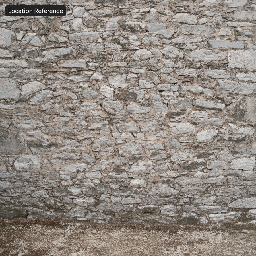 Textura de parede de pedra em ruínas, cinza frio