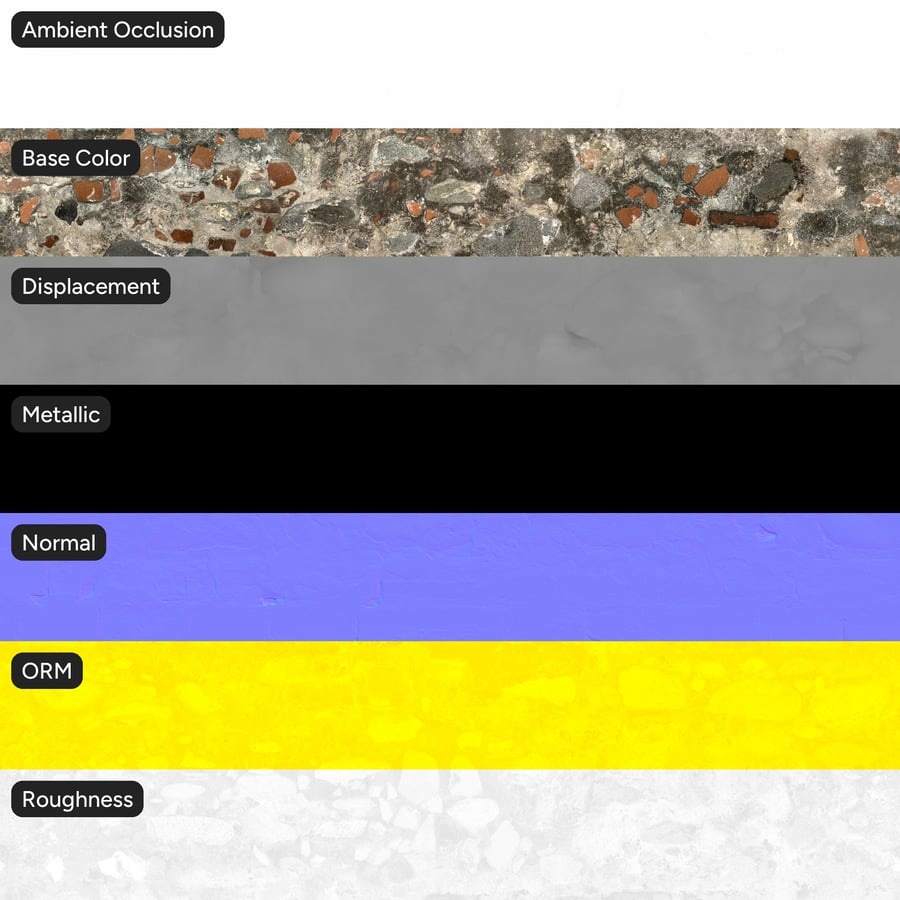 Weathered Layered Brick and Rubble Wall Texture